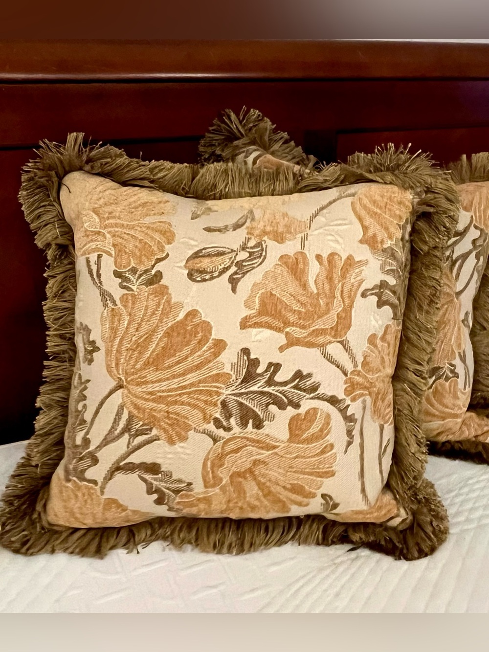 Arhaus Reversible Tapestry & Chenille Fringe Throw Pillows w/ Down Inserts - Set - Picture 15 of 16
